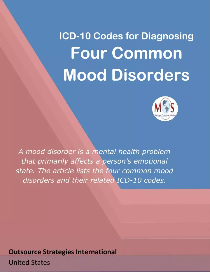 icd 10 codes for diagnosing four common mood