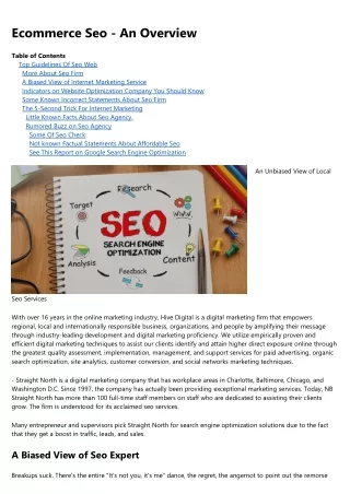 ecommerce seo an overview