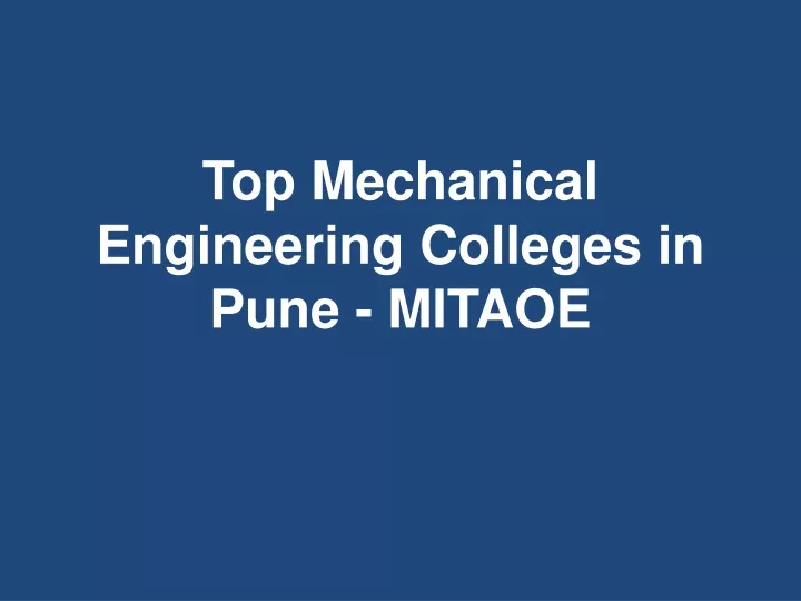 top mechanical engineering colleges in pune mitaoe