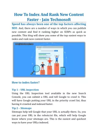 how to index and rank new content faster jain