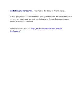 chatbot development service hire chatbot