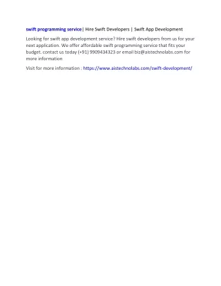 swift programming service hire swift developers