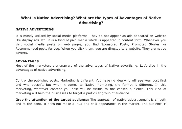 what is native advertising what are the types