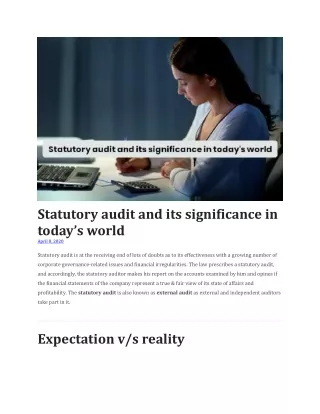 statutory audit and its significance in today