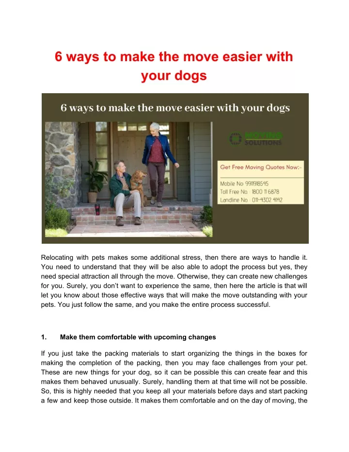 6 ways to make the move easier with your dogs