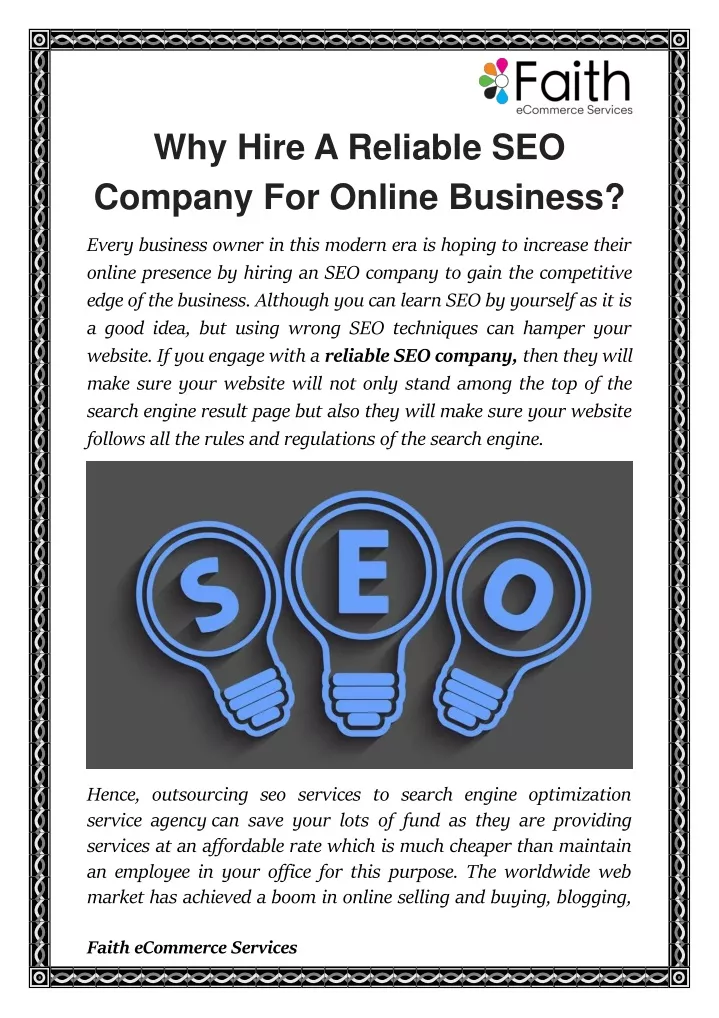 why hire a reliable seo company for online