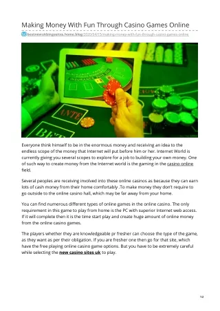 making money with fun through casino games online