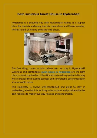 Best Luxurious Guest House in Hyderabad