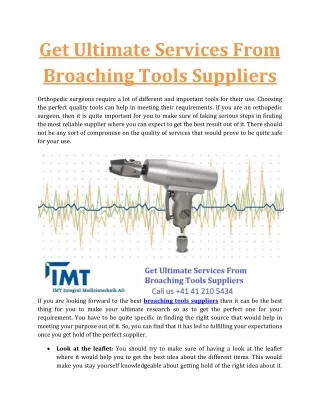 Get Ultimate Services From Broaching Tools Suppliers