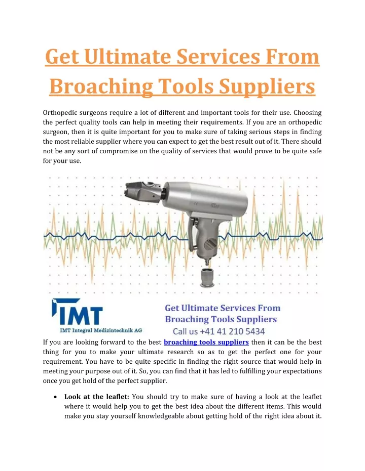 get ultimate services from broaching tools