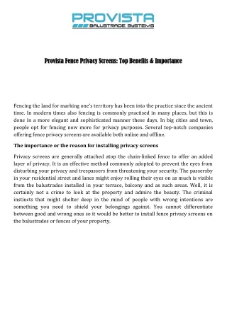 provista fence privacy screens top benefits