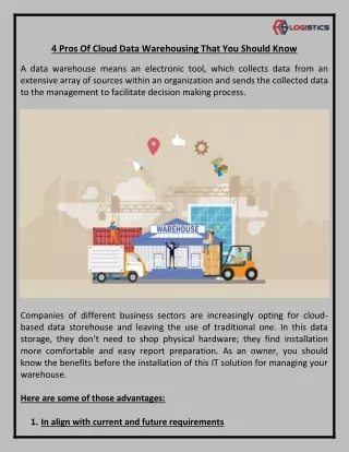 4 pros of cloud data warehousing that you should