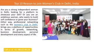 Join Women's Club in Delhi | 98102 85135