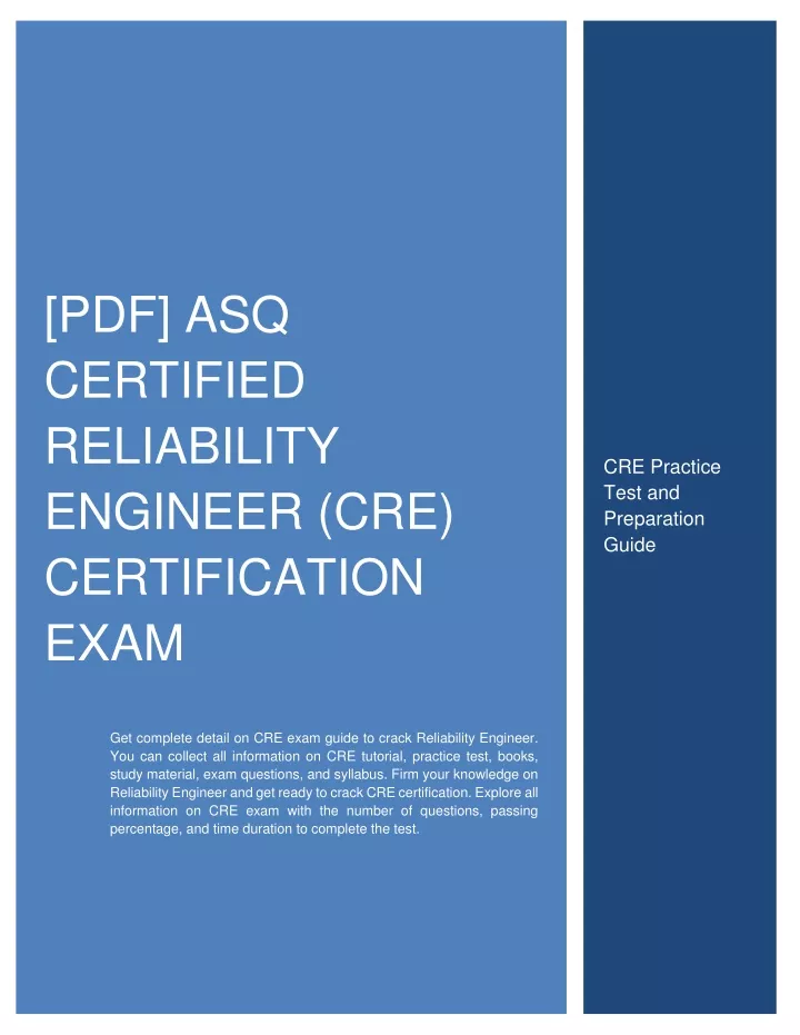 pdf asq certified reliability engineer