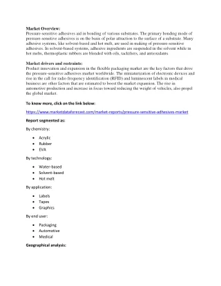 market overview pressure sensitive adhesives