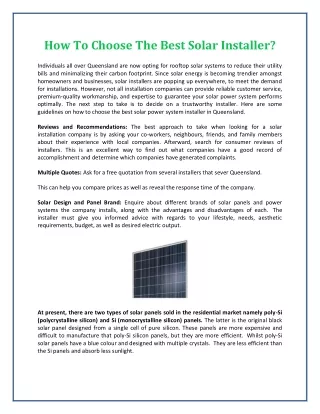 how to choose the best solar installer