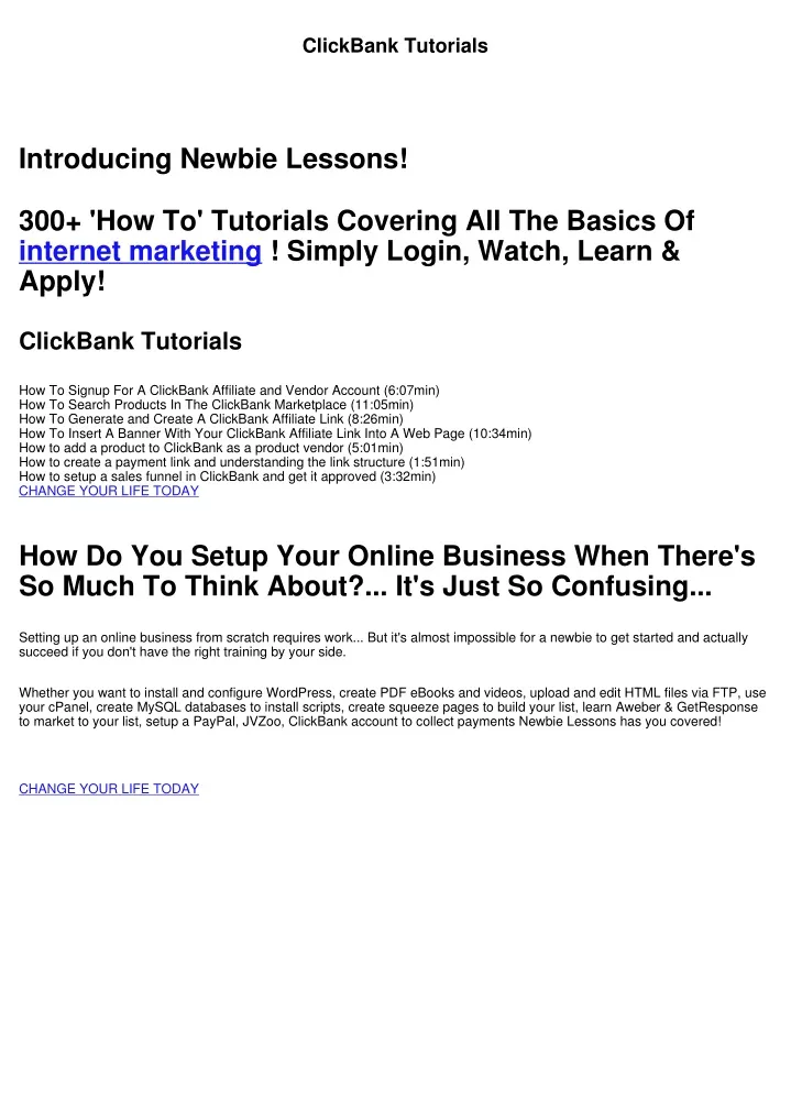 clickbank tutorials