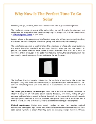 why now is the perfect time to go solar