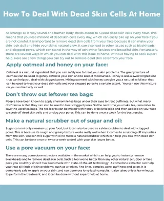 how to deal with dead skin cells at home