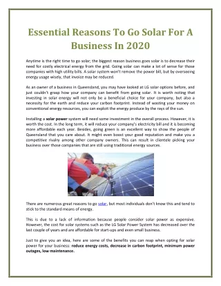 essential reasons to go solar for a business