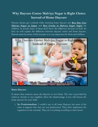 Why Daycare Center Malviya Nagar is Right Choice Instead of Home Daycare