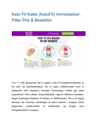 Keto Fit Købe (KetoFit) Anmeldelser, Piller Pris & Bestellen