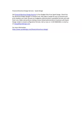financial brochure design services sprak design