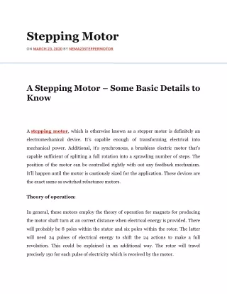 stepping motor on on march 23 2020 march 23 2020