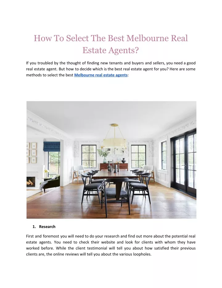 how to select the best melbourne real estate