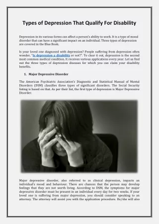 Types Of Depression That Qualify For Disability
