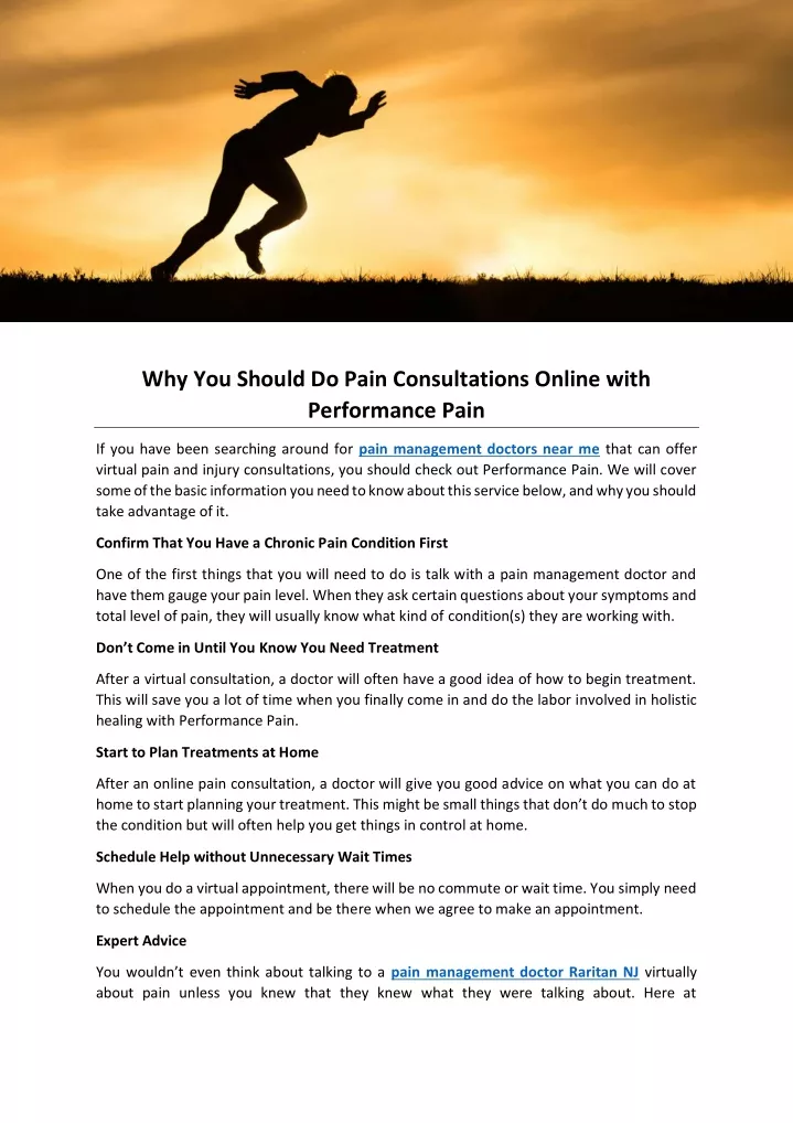 why you should do pain consultations online with