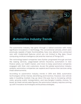 Automotive Industry Trends 2020 | Global Automotive Industry Analysis