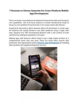 7 reasons to choose xamarin for cross platform