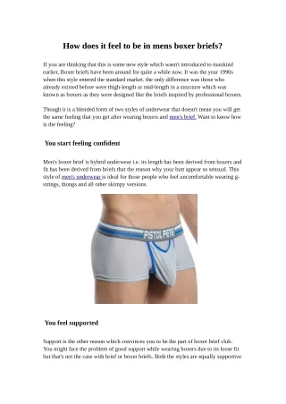 how does it feel to be in mens boxer briefs