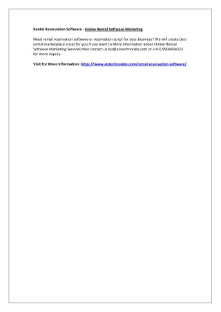 rental reservation software online rental