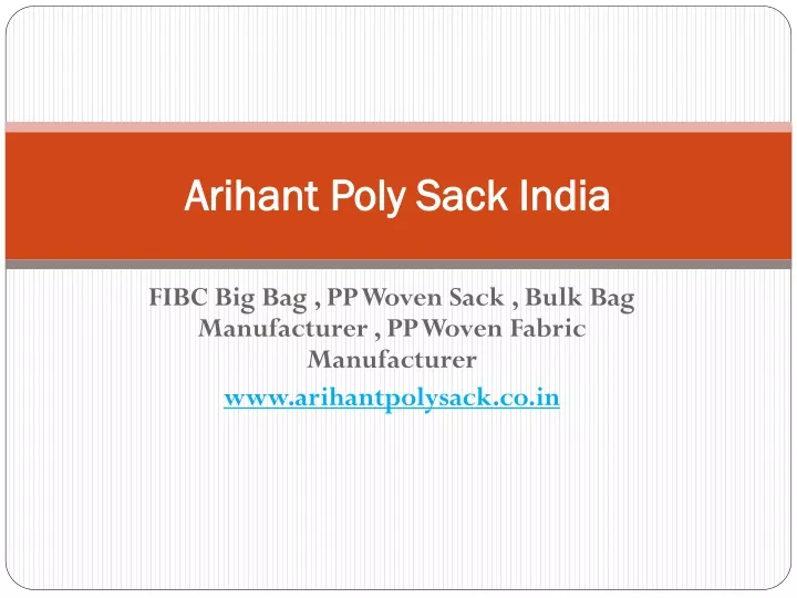 arihant poly sack india