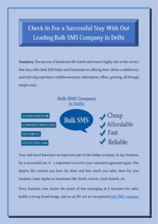 Check-In For a Successful Stay With Our Leading Bulk SMS Company in Delhi