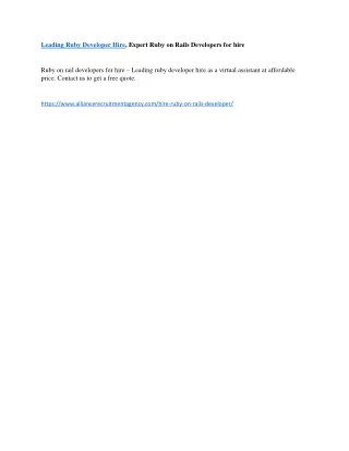leading ruby developer hire expert ruby on rails