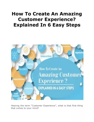 how to create an amazing customer experience