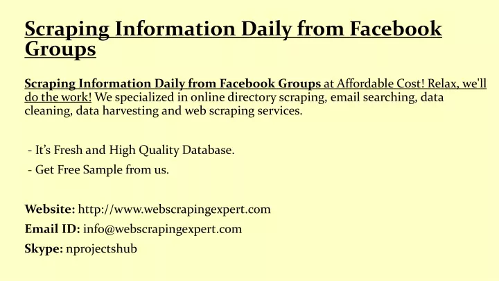 scraping information daily from facebook groups