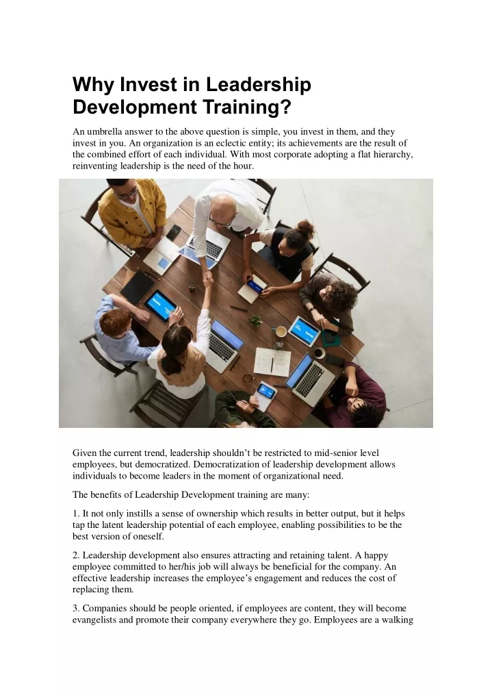why invest in leadership development training