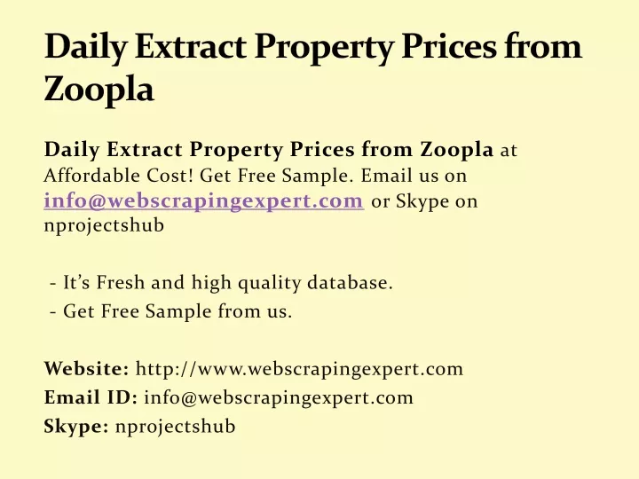 daily extract property prices from zoopla