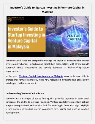 Investor’s Guide to Startup Investing in Venture Capital in Malaysia