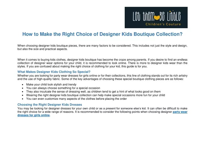 how to make the right choice of designer kids