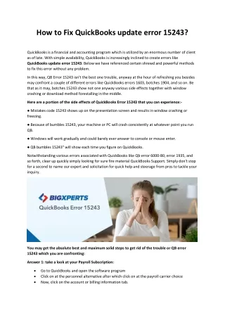 how to fix quickbooks update error 15243
