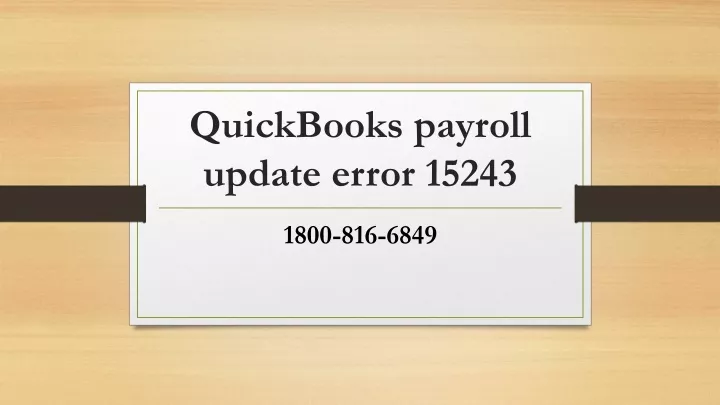 quickbooks payroll update error 15243
