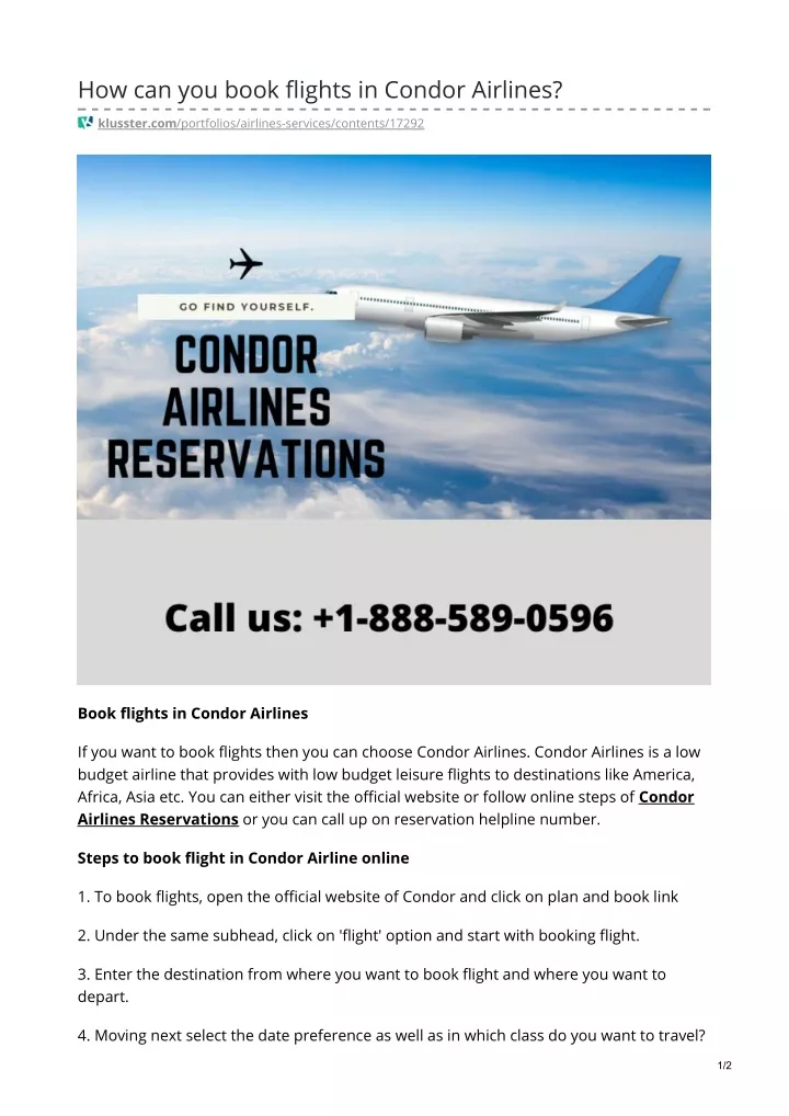 how can you book flights in condor airlines