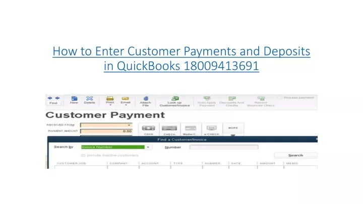 how to enter customer payments and deposits in quickbooks 18009413691