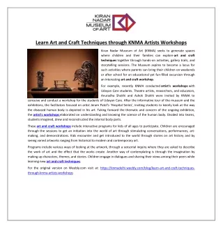 learn art and craft techniques through knma