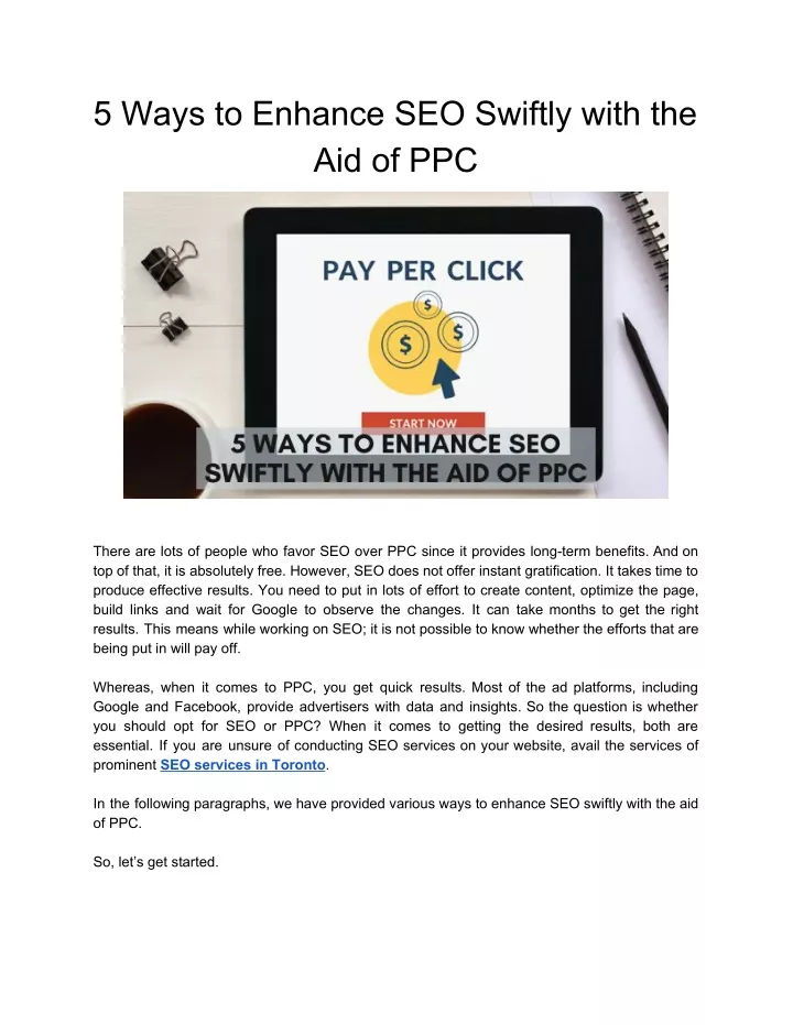 5 ways to enhance seo swiftly with the aid of ppc